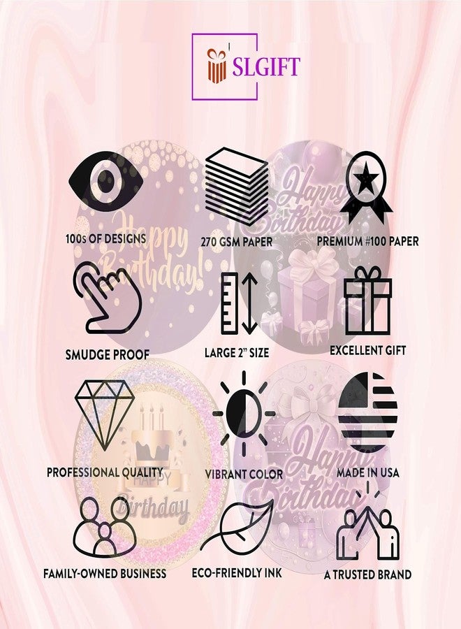SLGIFT Vinyl Happy Birthday Theme Sticker, Self-Adhesive Vinyl Stickers, 40 Pieces, 2 x 2 Inches Round Sticker, 4 Unique Designs, R105 - Image 5